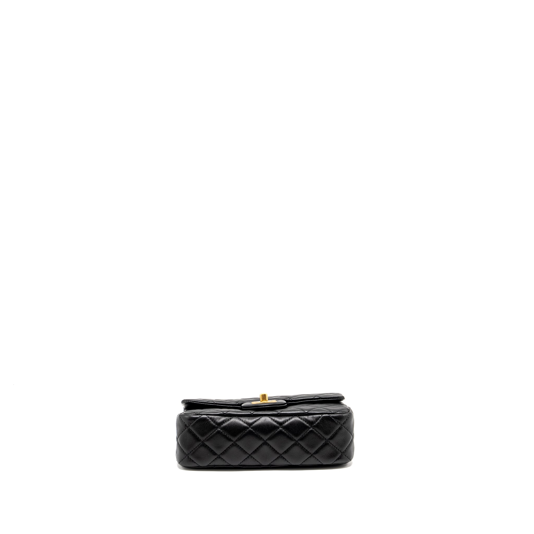 Chanel Pearl Crush Mini Rectangular Flap Bag Lambskin BLACK  (Microchip)
