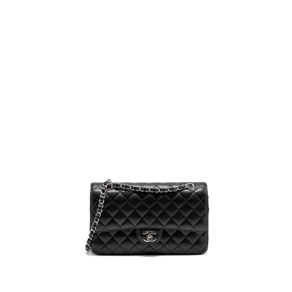 Chanel Medium Classic Double Flap Bag CAVIAR Black  (Microchip)