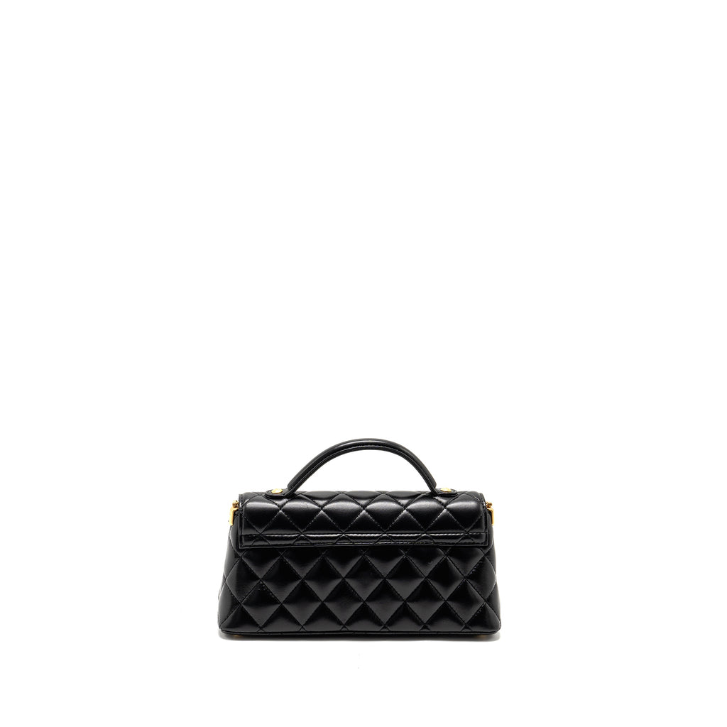 Chanel 25p Top Handle Flap Bag Shiny Lambskin Black (microchip)