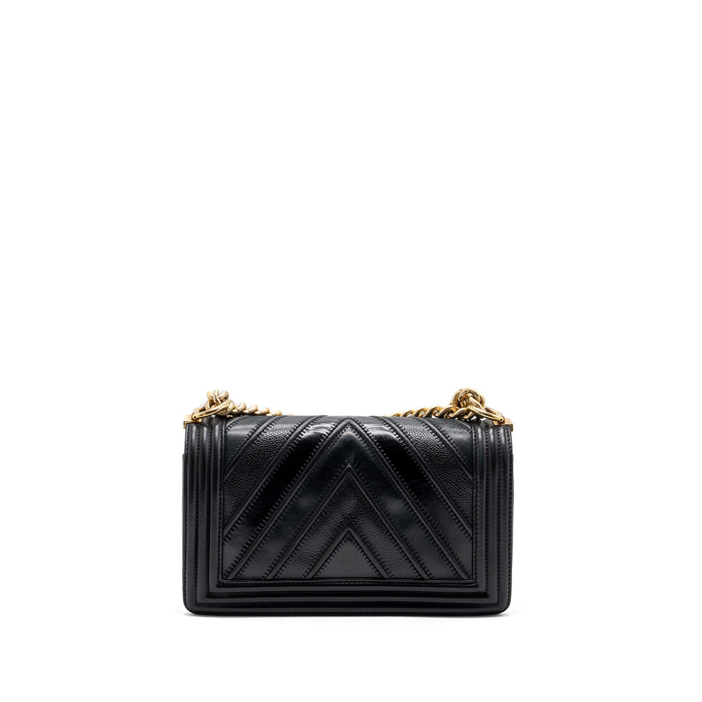 Chanel Medium Boy Bag Chevron Calfskin Black