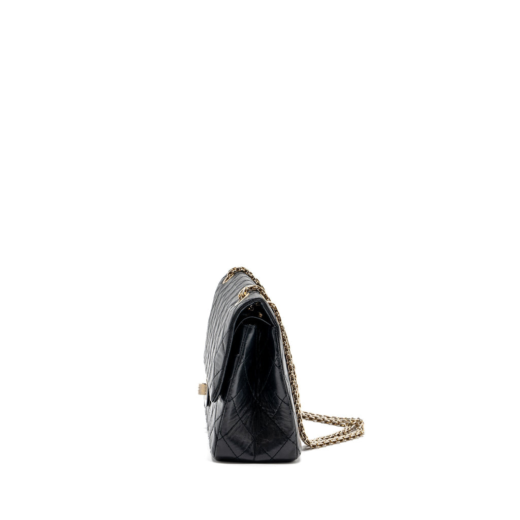 Chanel large 2.55 reissue flap bag aged calfskin black L