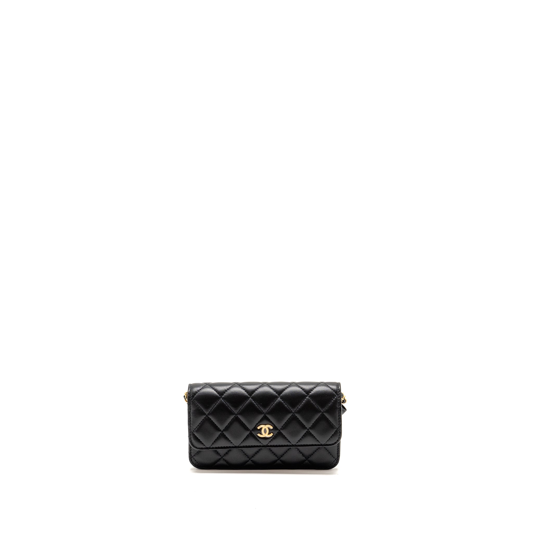 Chanel Pearl Crush Mini Flap Wallet with Chain Lambskin Black  (Microchip)