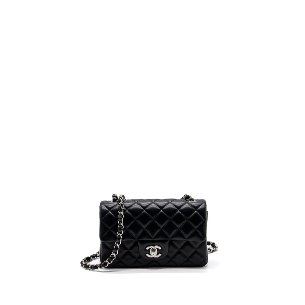 Chanel mini rectangular flap bag lambskin black  (MICROCHIP)