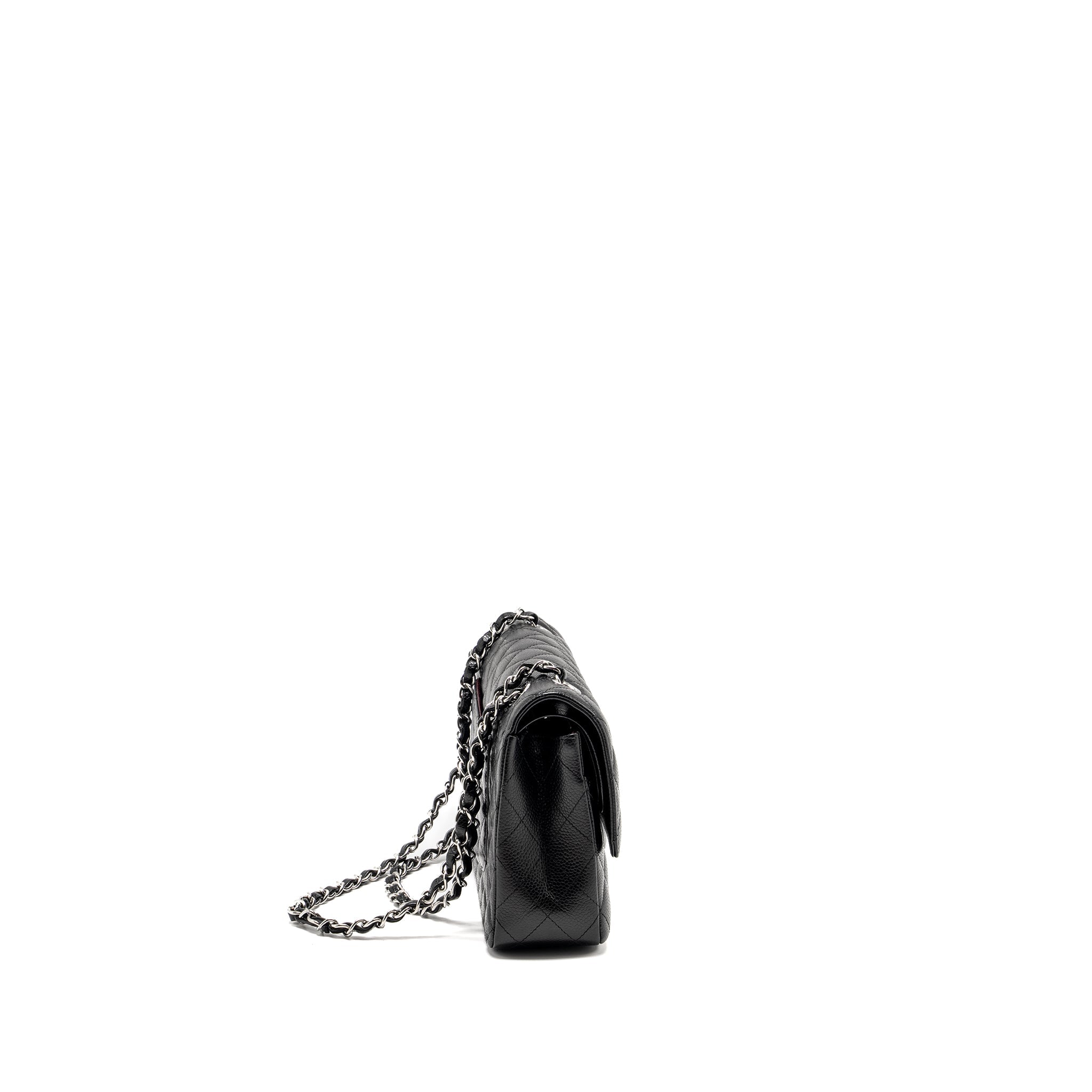 Chanel Medium Classic Double Flap Bag CAVIAR Black  (Microchip)