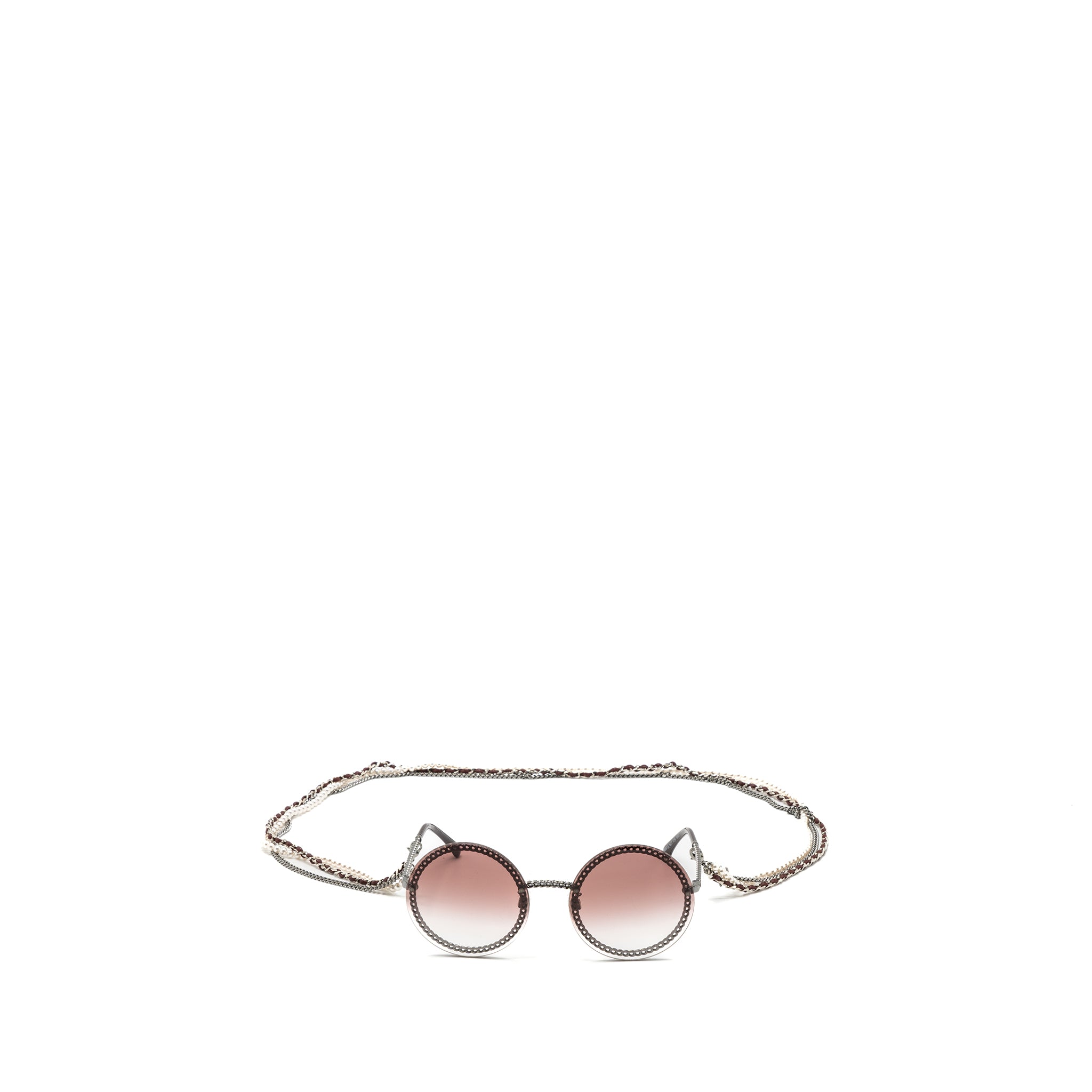 Chanel round sunglasses with chain red