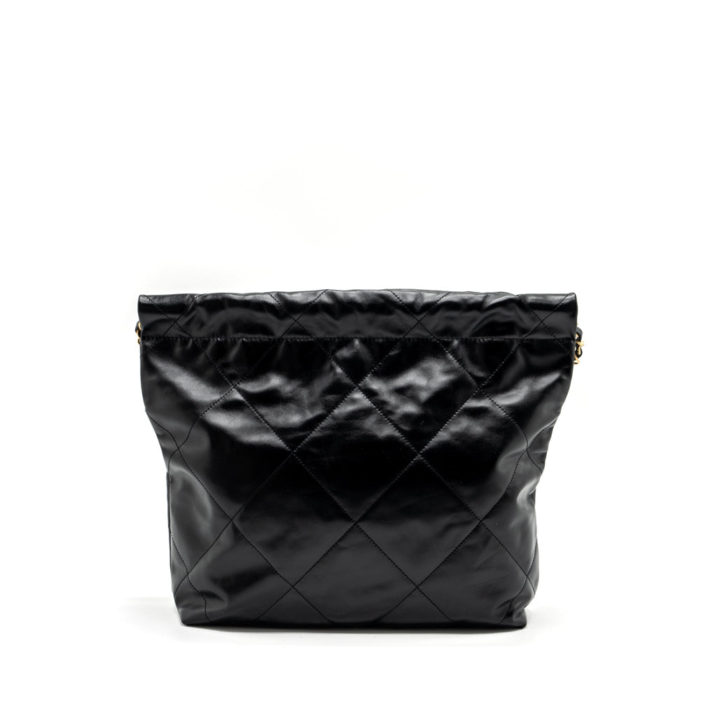 Chanel Small 22 Bag Gold Letter Shiny Calfskin Black  (Microchip)