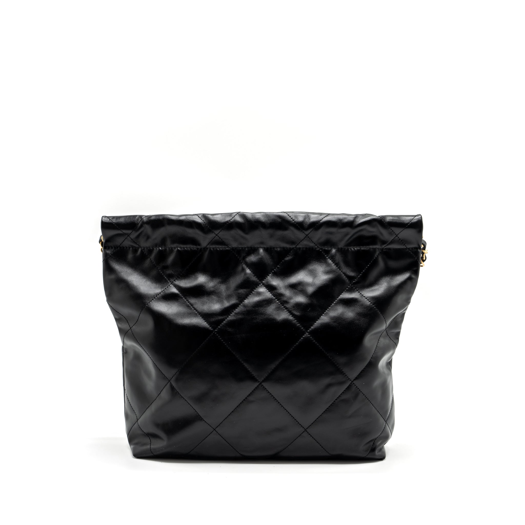 Chanel Small 22 Bag Gold Letter Shiny Calfskin Black  (Microchip)