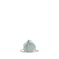 Chanel Mini Round Vanity With ribbon on chain Lambskin Light Blue L