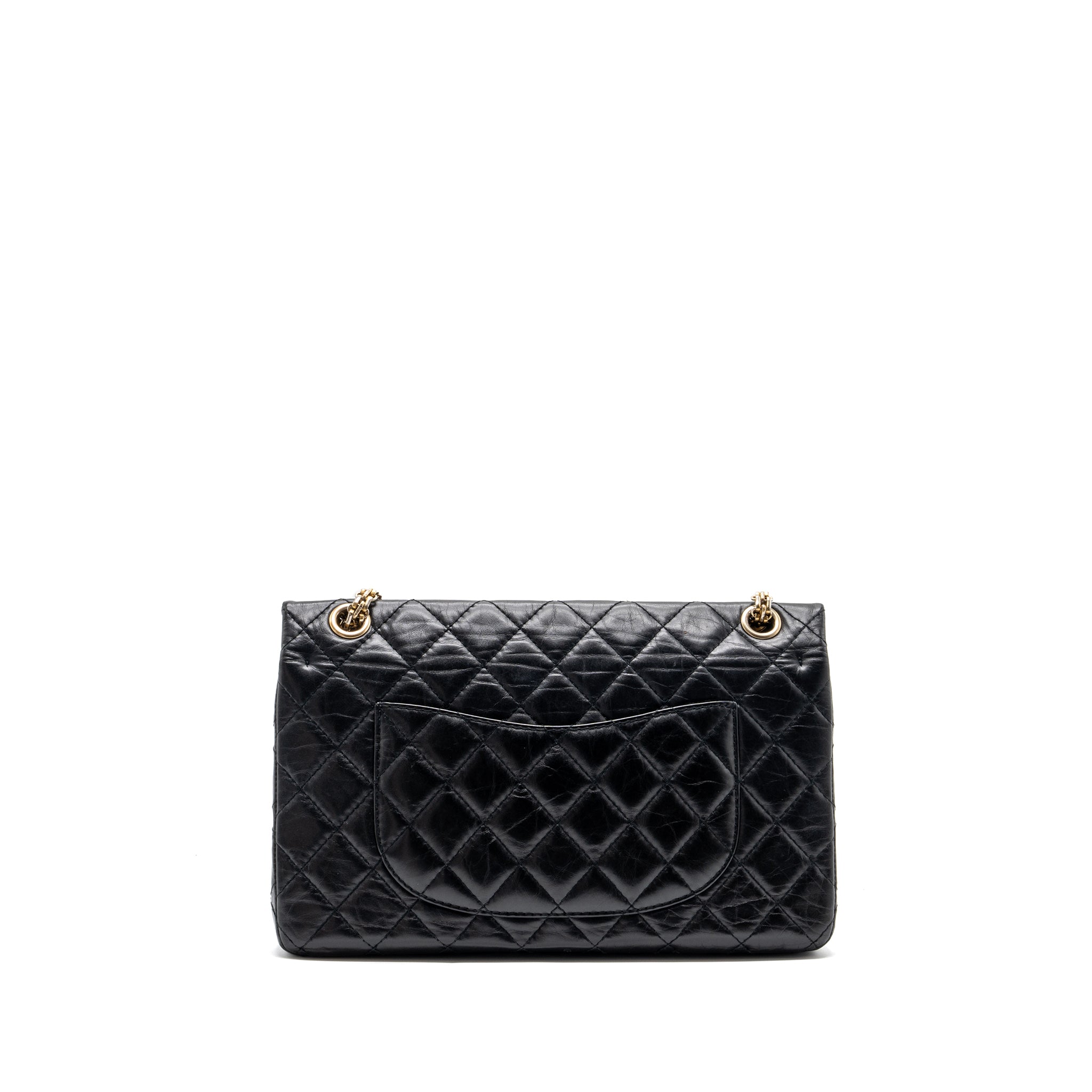 Chanel large 2.55 reissue flap bag aged calfskin black L