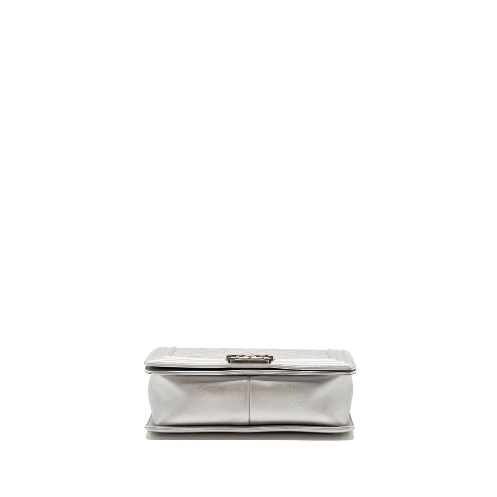 Chanel Medium Boy Bag Lambskin Silver