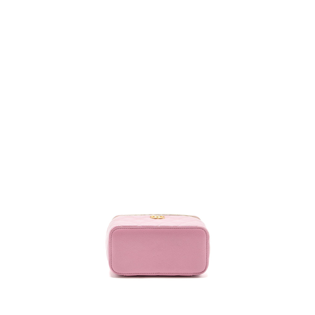 Chanel Letter Top Handle Long Vanity With Chain Caviar Pink