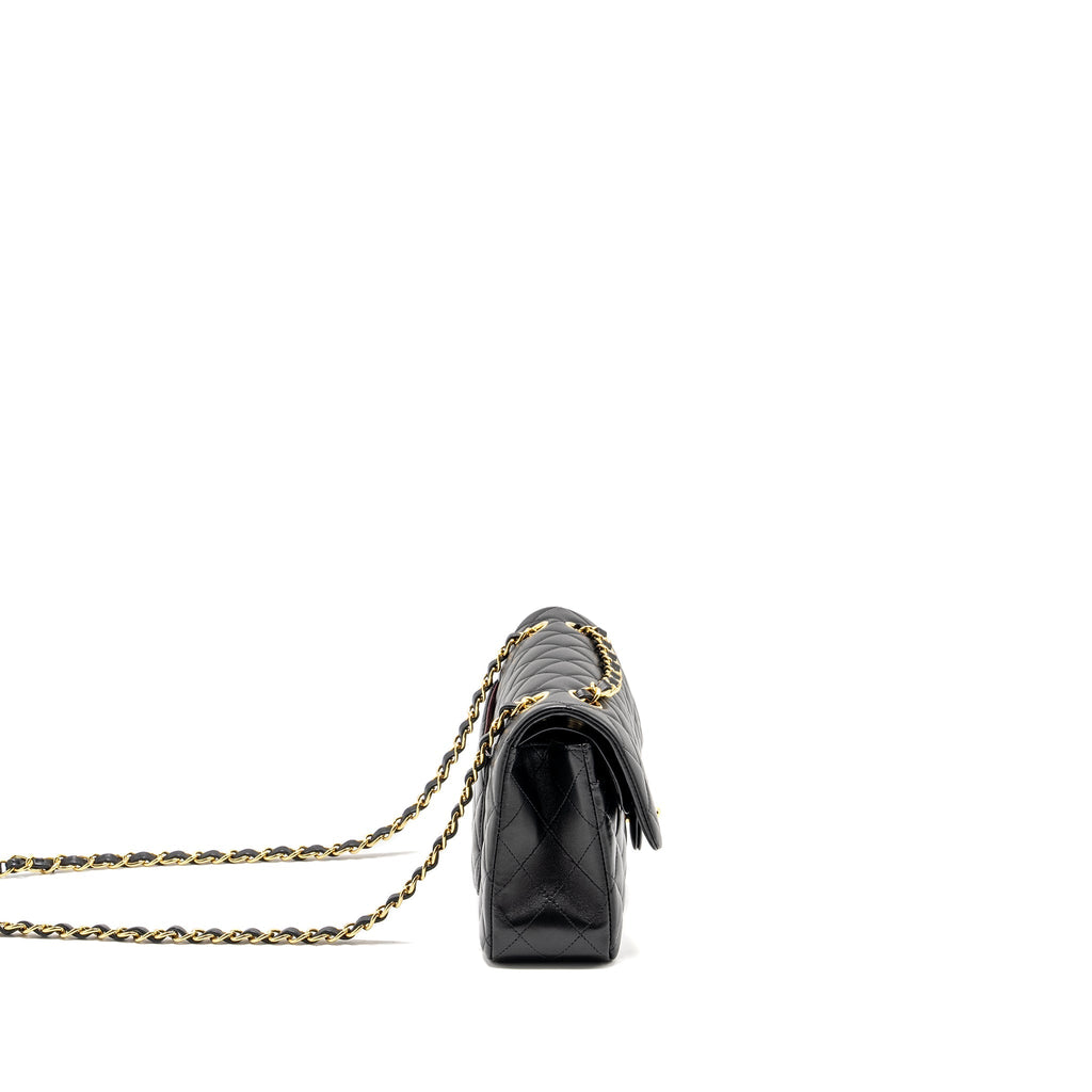 Chanel Small Classic Double Flap Bag Lambskin Black  (microchip)