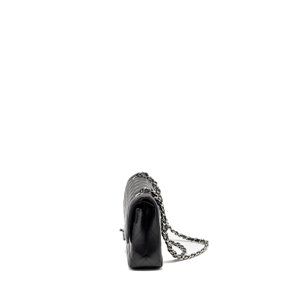Chanel Medium Classic Double Flap Bag CAVIAR Black  (Microchip)