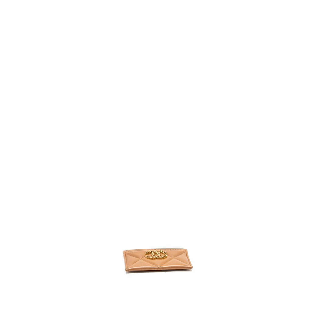 Chanel 19 Card Holder Lambskin Caramel  (Microchip)