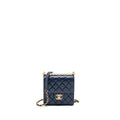 Chanel pearl decorated quilted flap bag lambskin navy