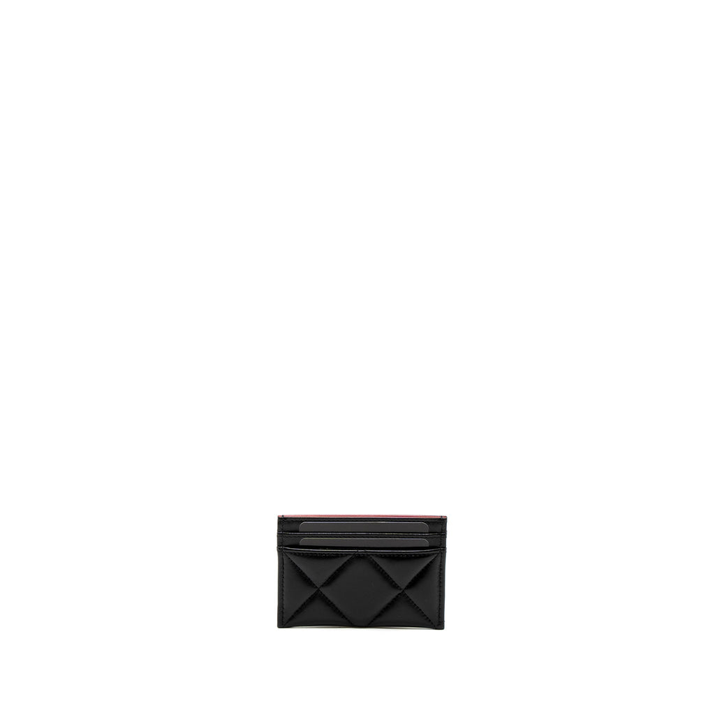 Chanel 19 Card Holder Lambskin Black/Pink  (Microchip)