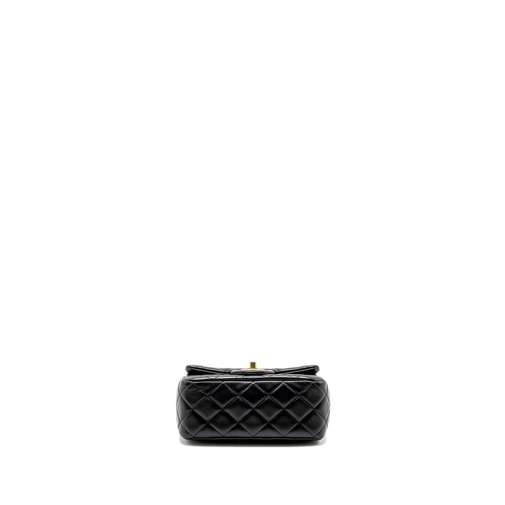 Chanel Pearl Crush Mini Square Flap Bag Lambskin Black