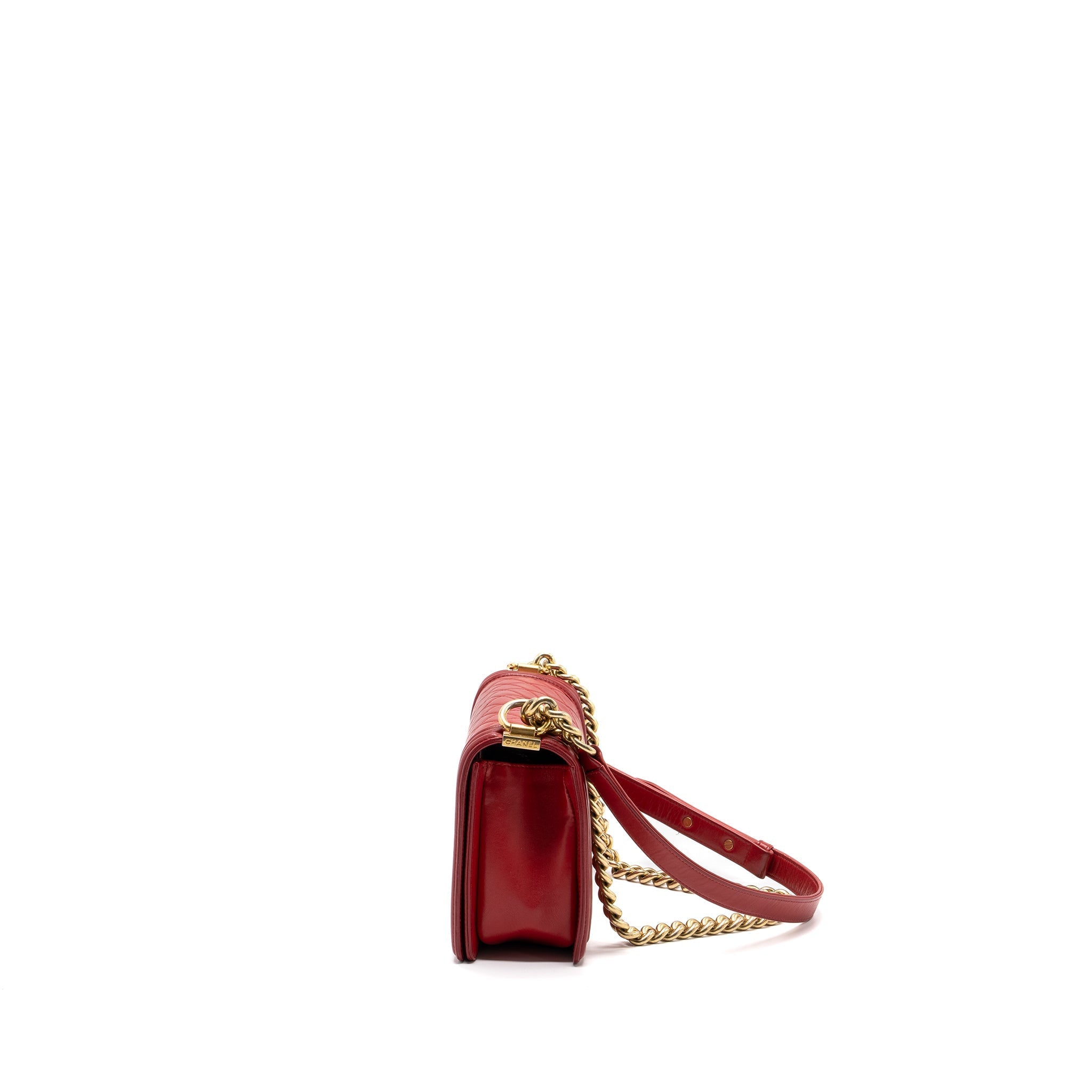 Chanel Medium Boy Bag Lambskin Red Brushed