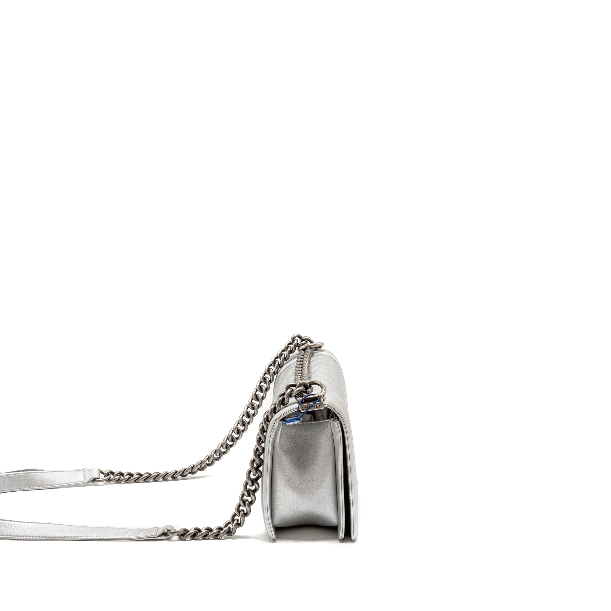 Chanel Medium Boy Bag Lambskin Silver
