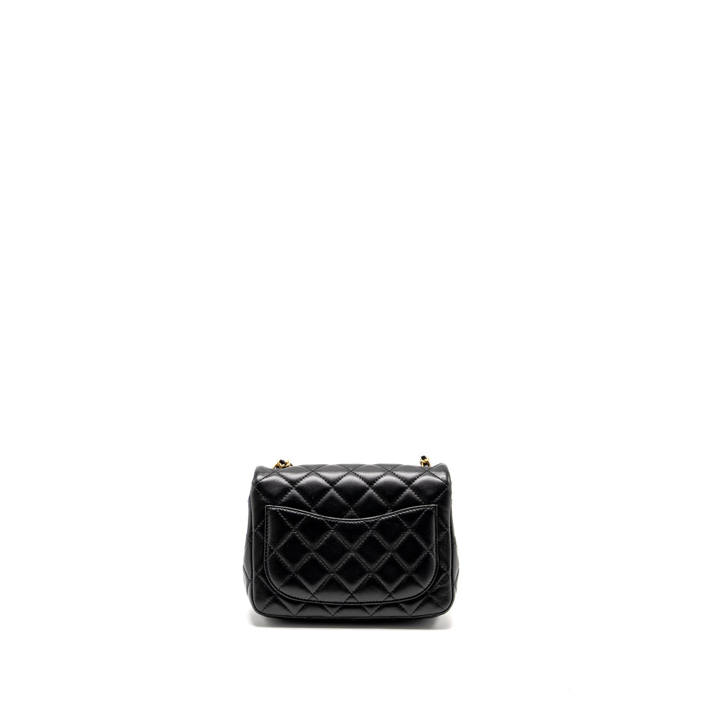 Chanel Pearl Crush Mini Square Flap Bag Lambskin Black