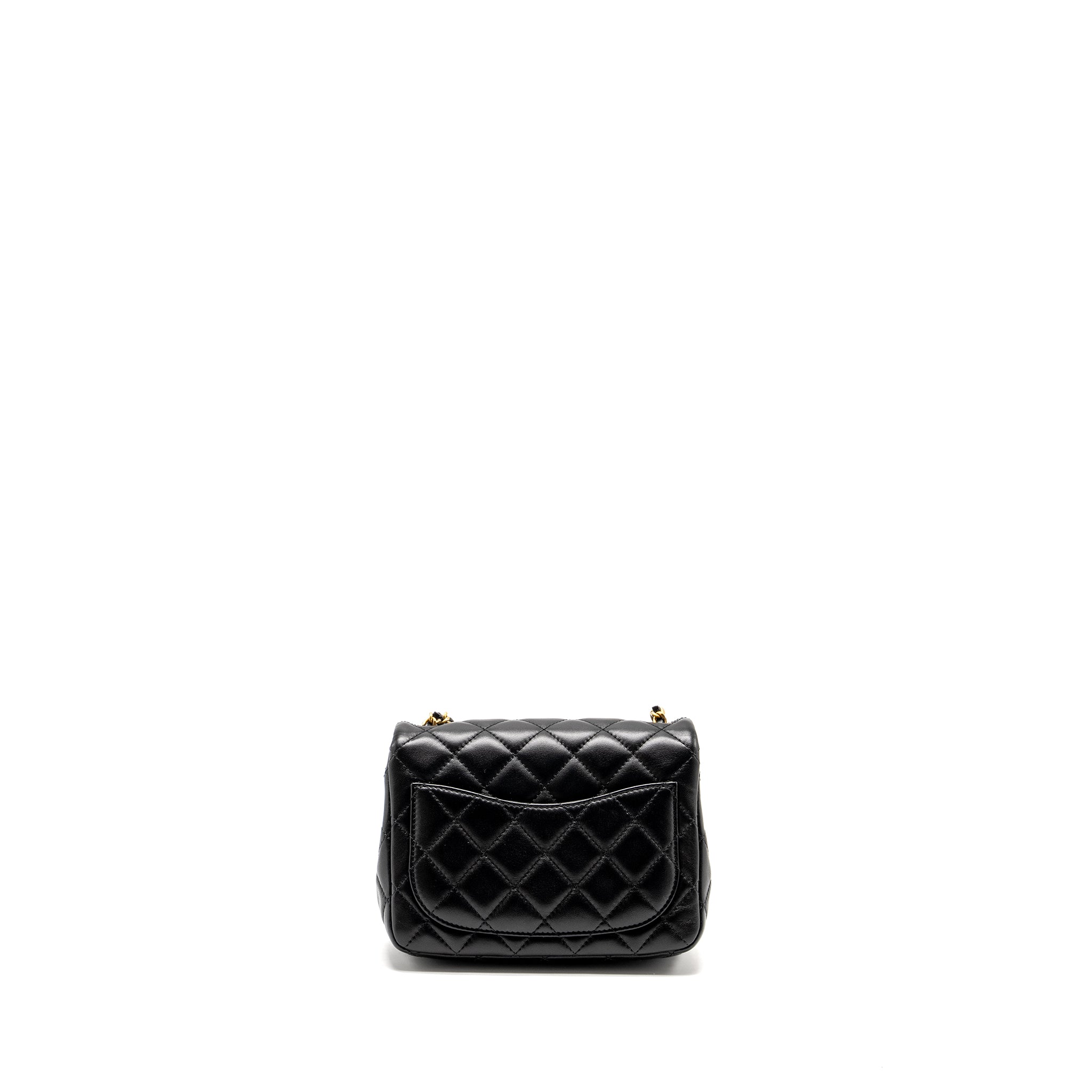 Chanel Pearl Crush Mini Square Flap Bag Lambskin Black