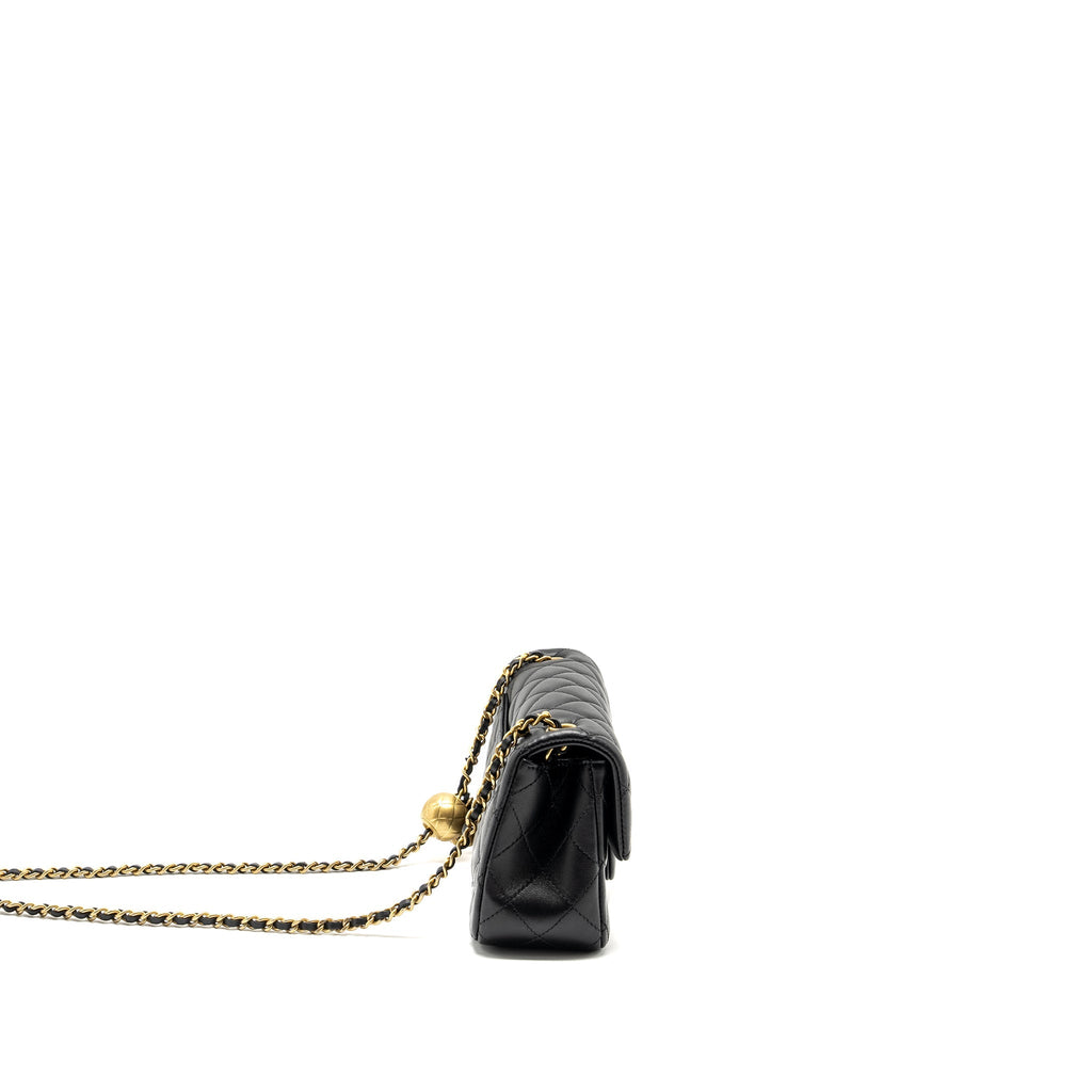 Chanel Pearl Crush Mini Rectangular Flap Bag Lambskin Black  (Microchip)