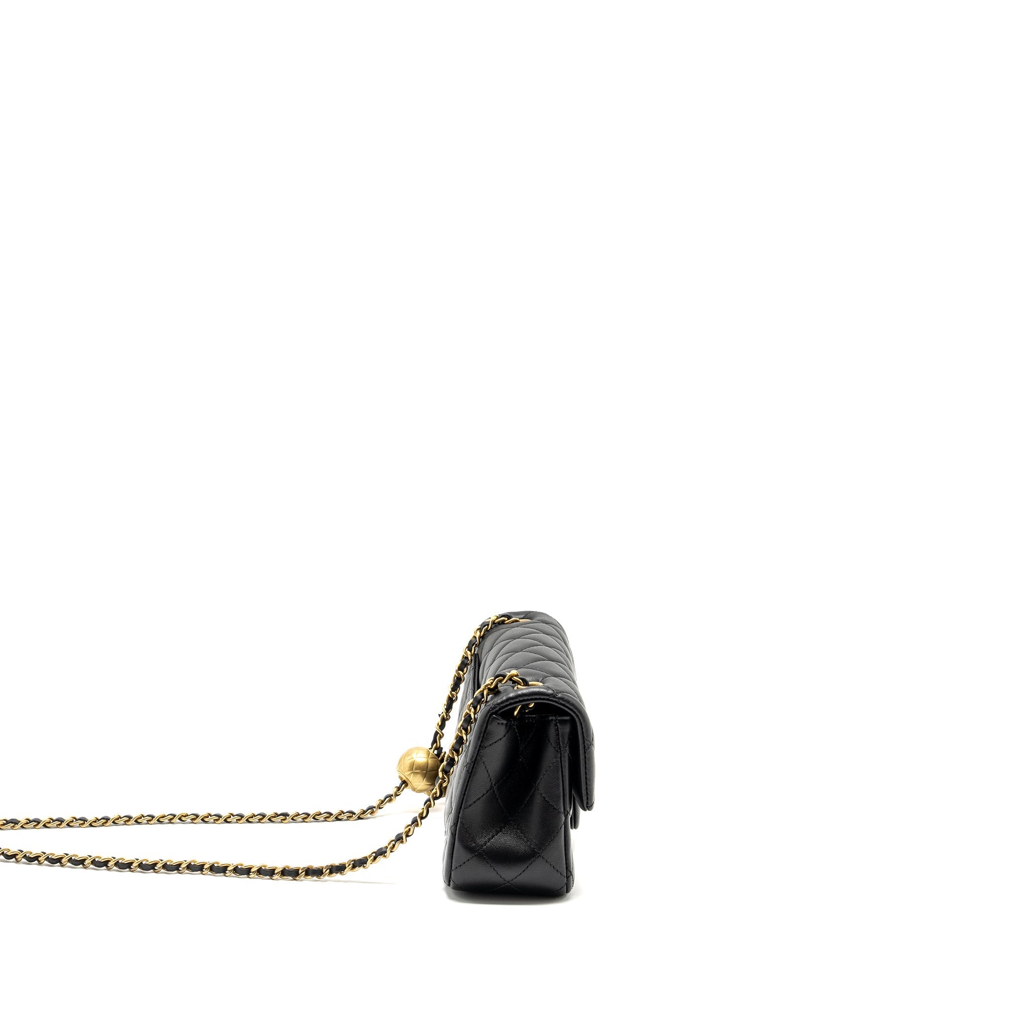 Chanel Pearl Crush Mini Rectangular Flap Bag Lambskin Black  (Microchip)