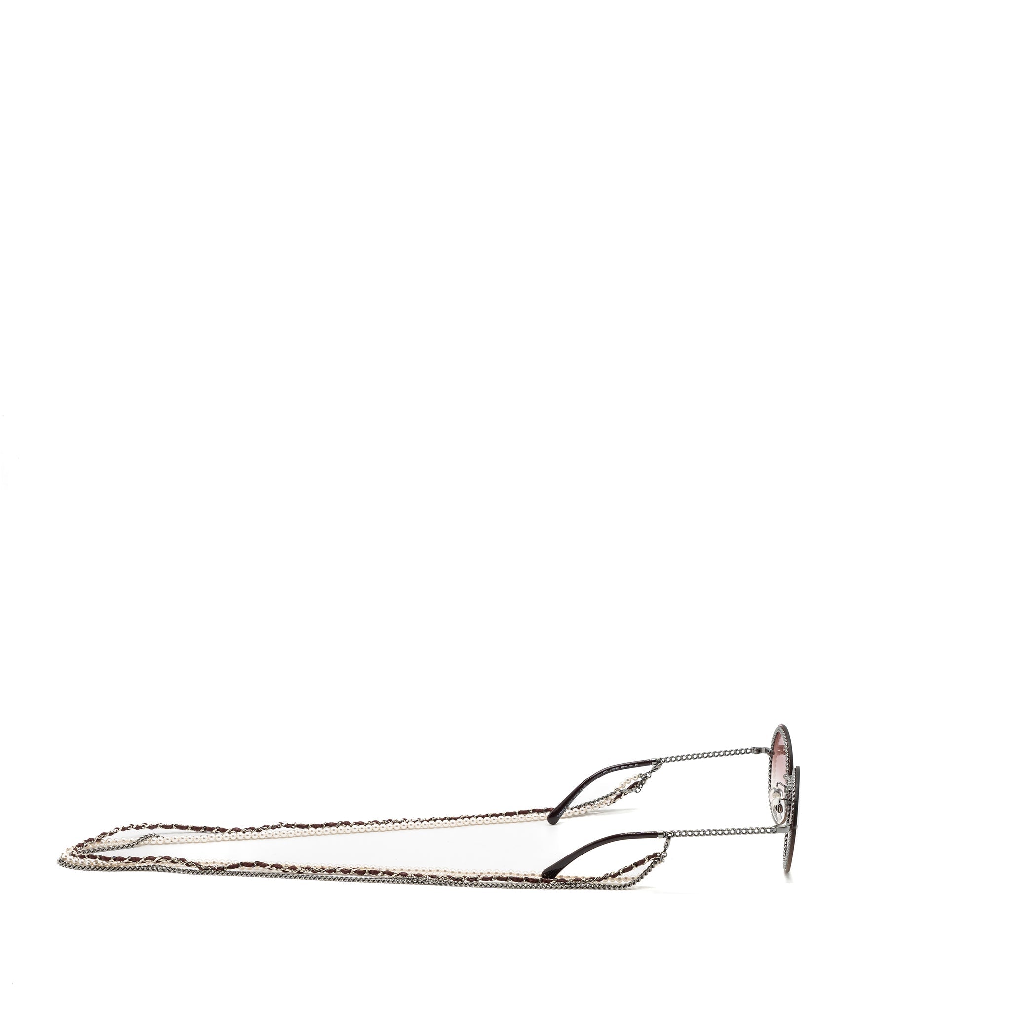 Chanel round sunglasses with chain red