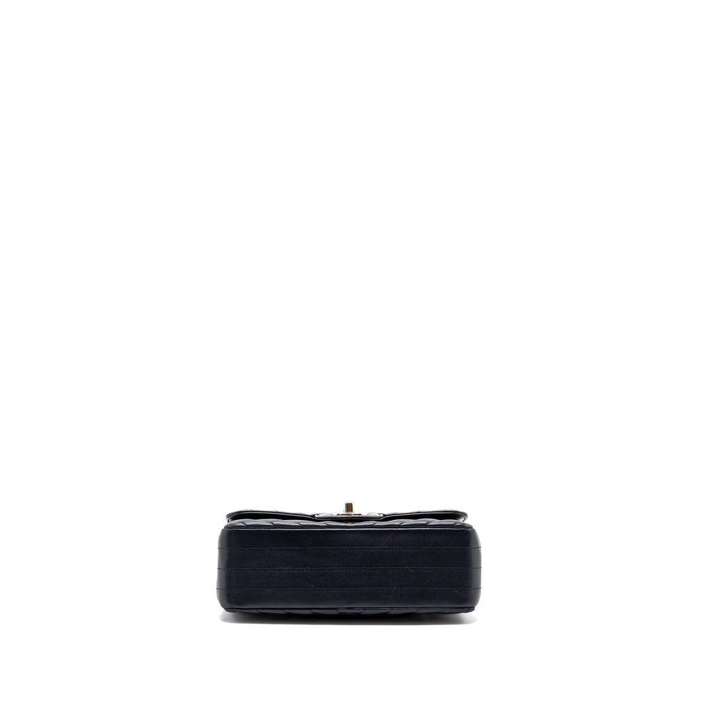 Chanel mini rectangular flap bag chevron lambskin navy