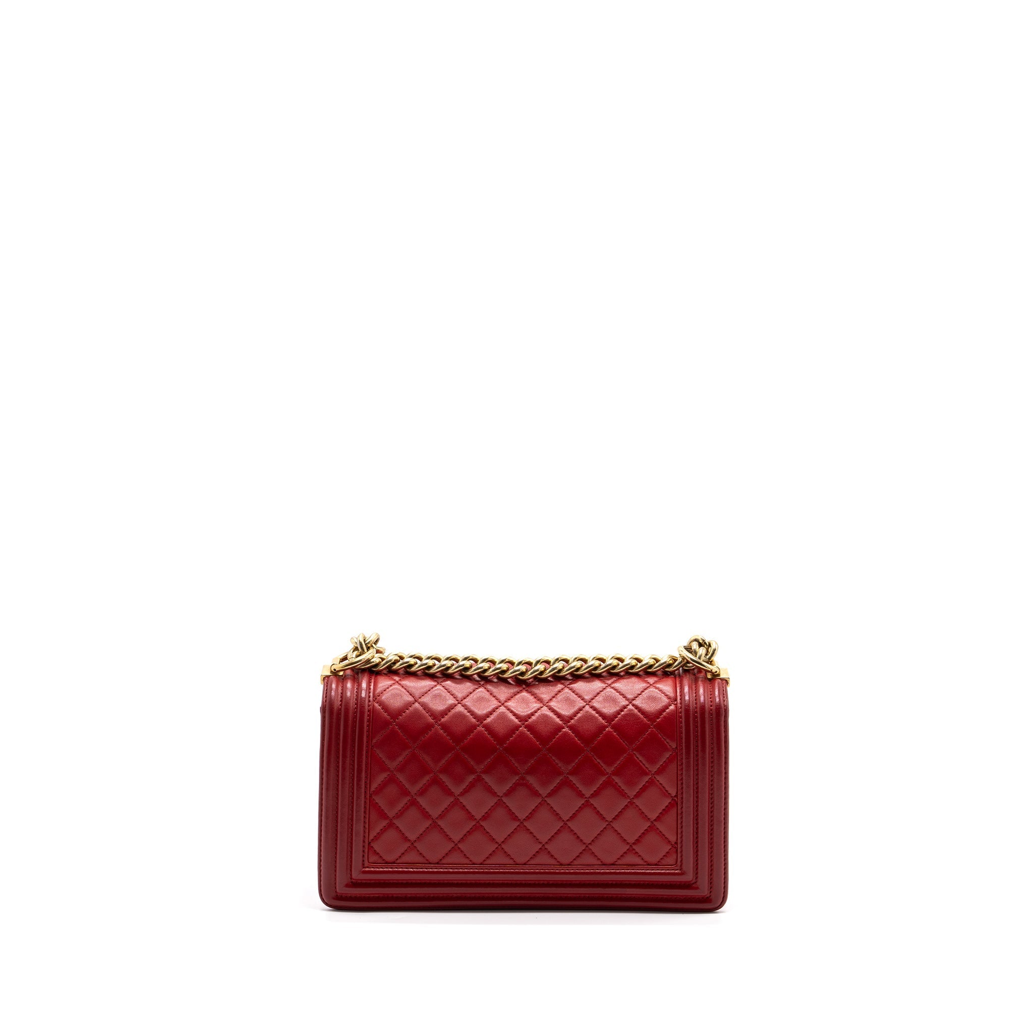 Chanel Medium Boy Bag Lambskin Red Brushed