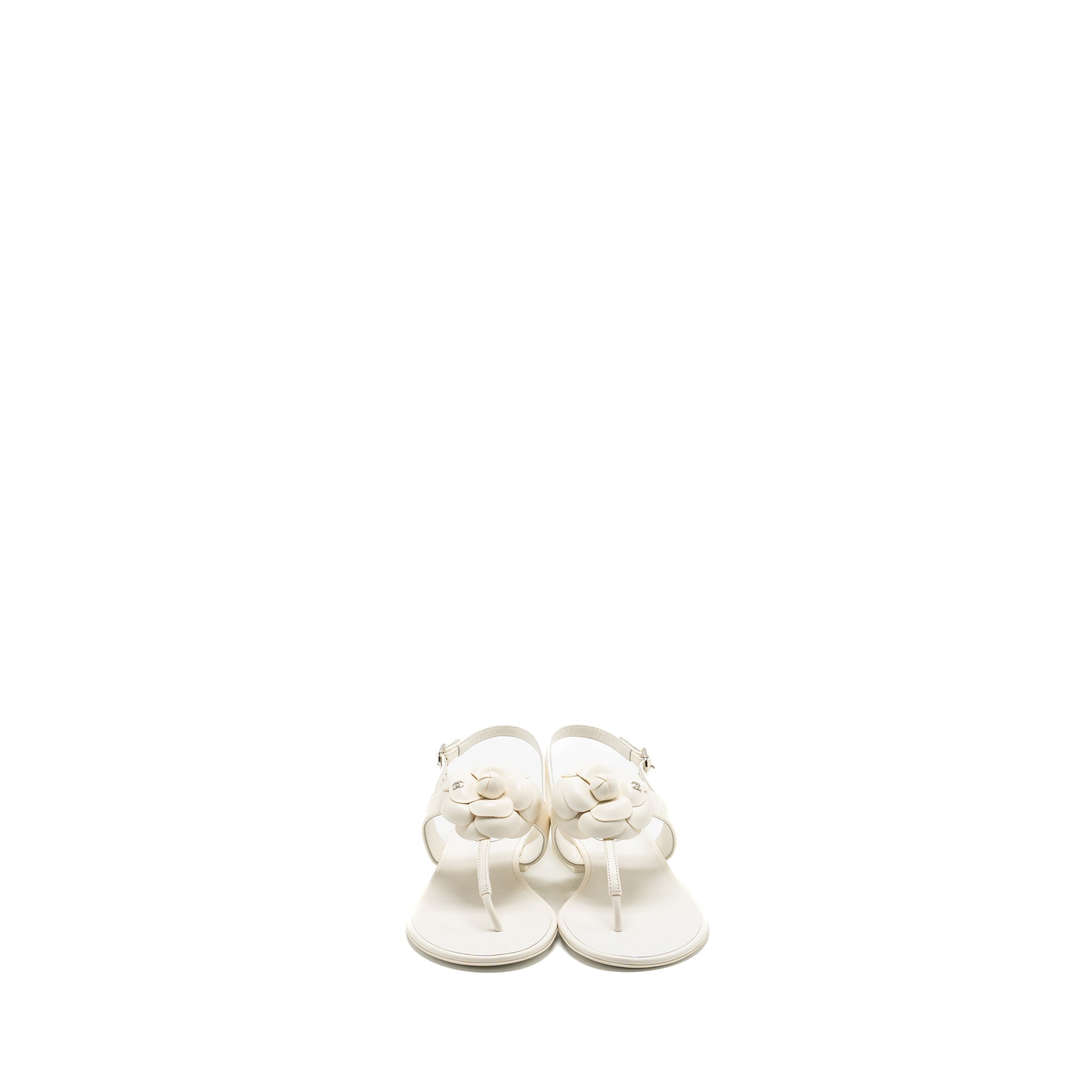 Chanel Size 39 Camellia Sandals white
