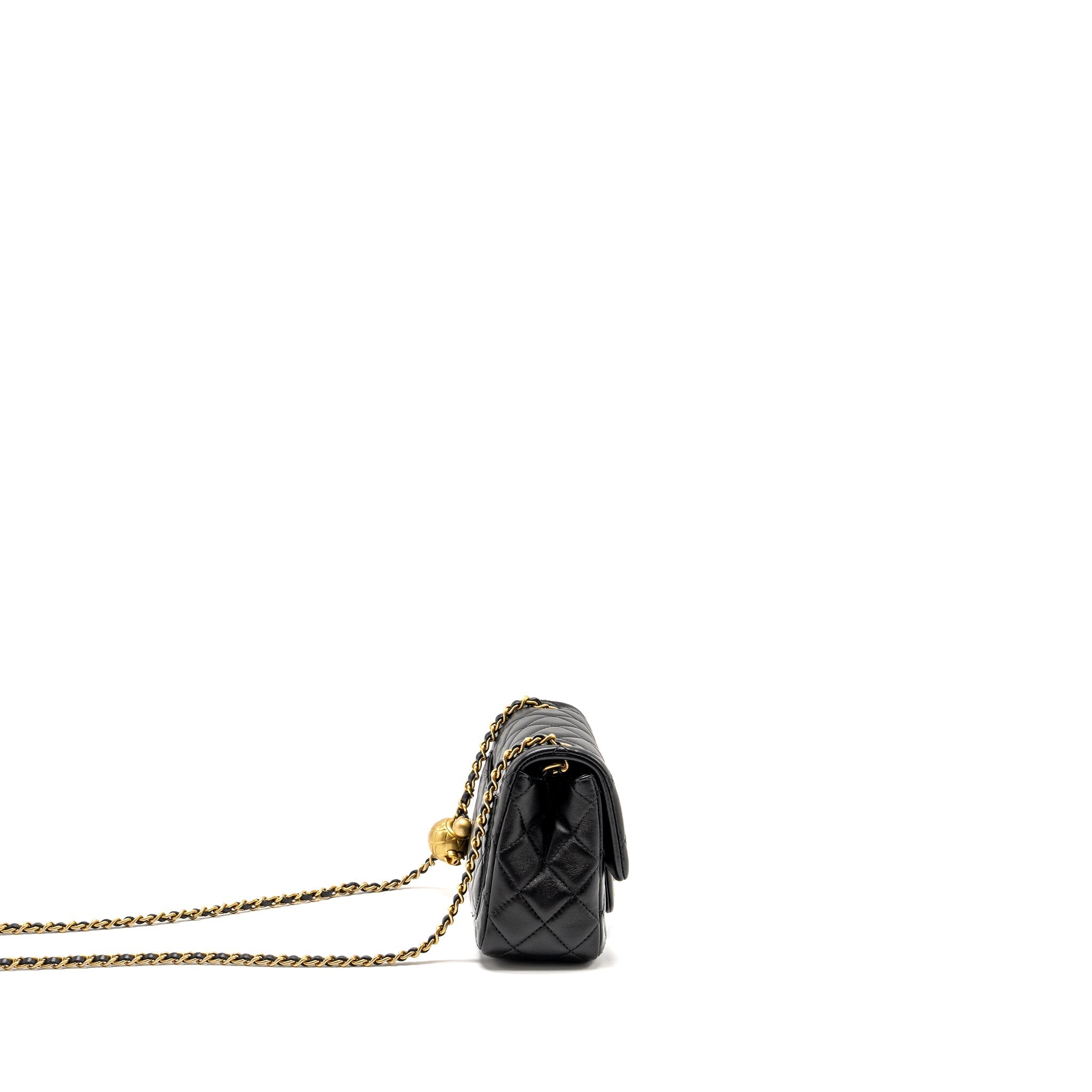 Chanel Pearl Crush Mini Square Flap Bag Lambskin Black