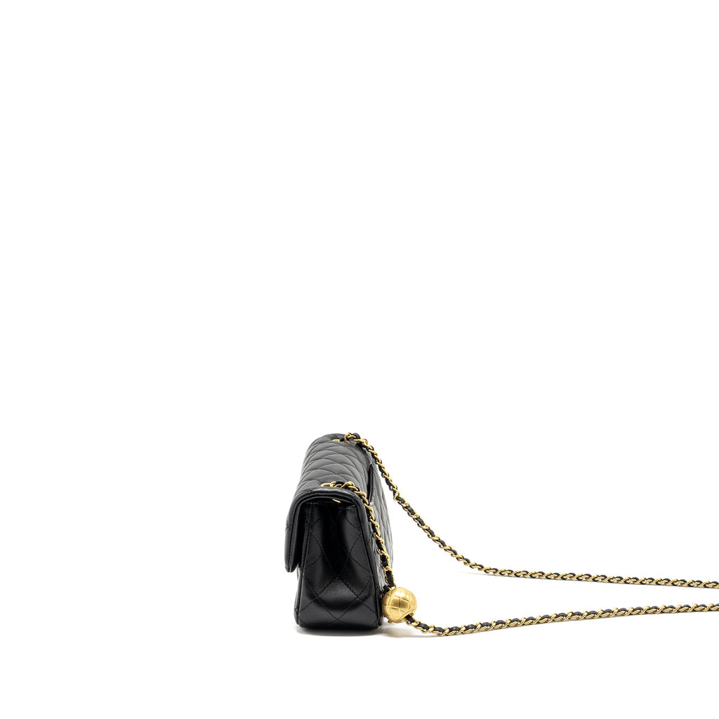 Chanel Pearl Crush Mini Rectangular Flap Bag Lambskin Black  (Microchip)