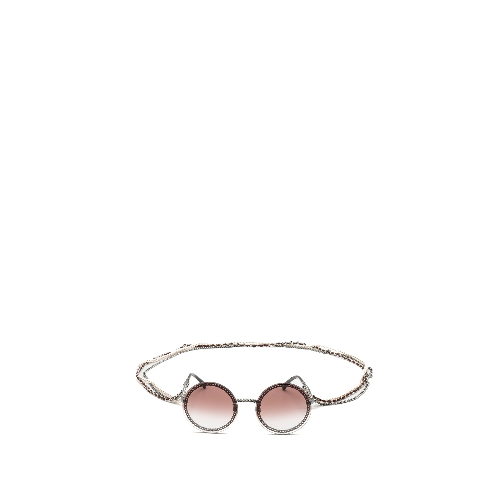 Chanel round sunglasses with chain red