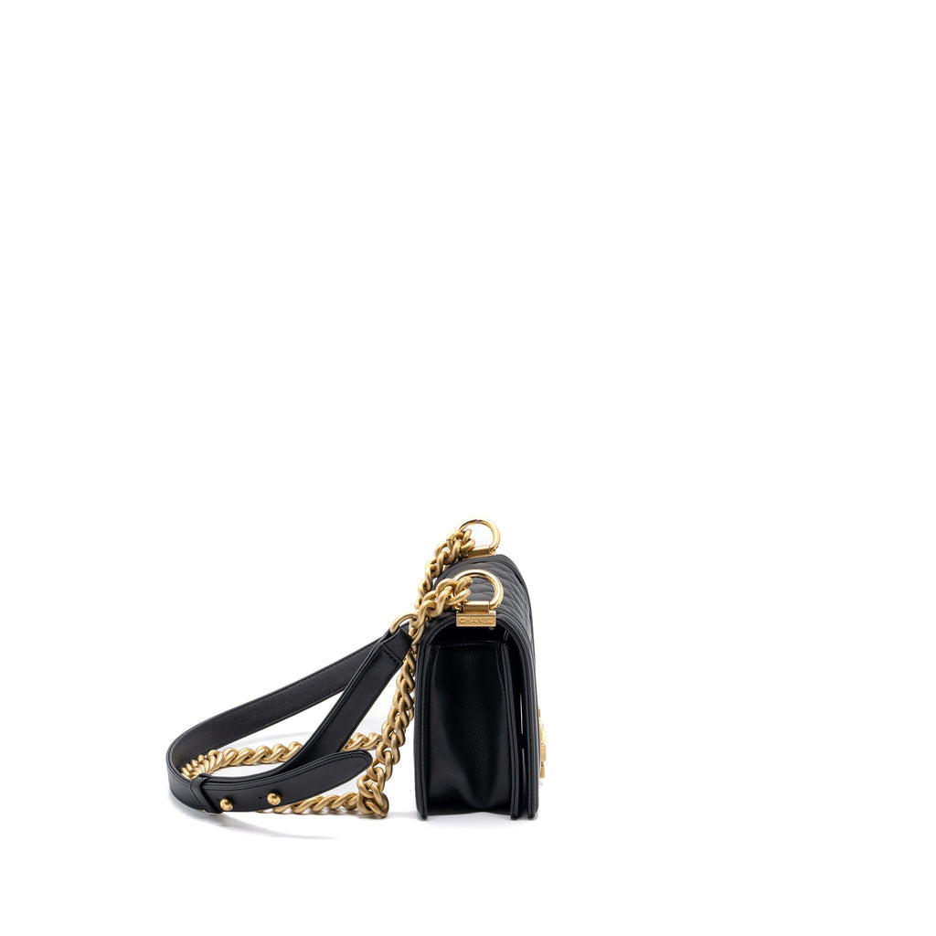Chanel small boy bag calfskin black