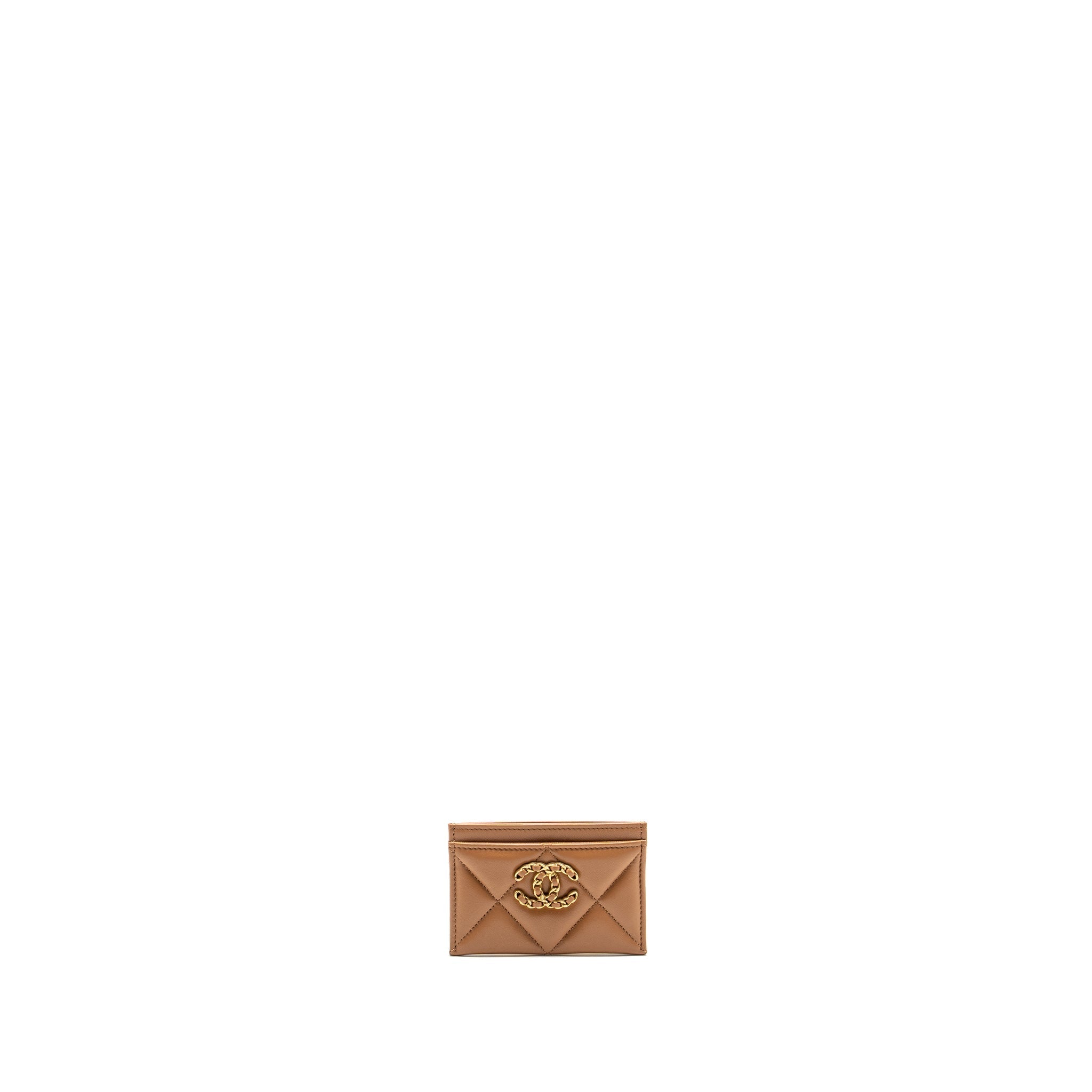 Chanel 19 Card Holder Lambskin Caramel  (Microchip)