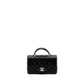 Chanel Top Handle Mini Rectangular Flap Bag Lambskin Black L(Microchip)