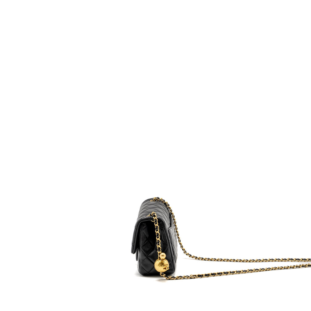 Chanel Pearl Crush Mini Square Flap Bag Lambskin Black