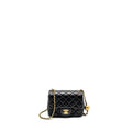 Chanel Pearl Crush Mini Square  Flap Bag Lambskin Black  (microchip)