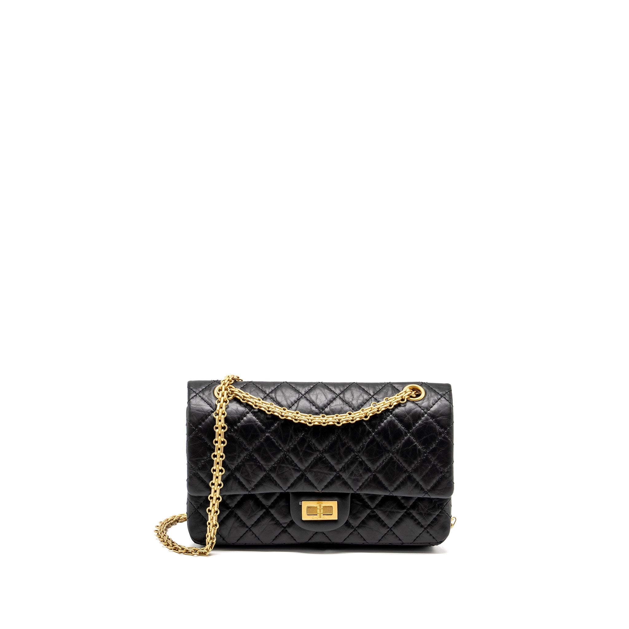 Chanel Small 2.55 Reissue Double Flap Bag Aged Calfskin Black  (Microchip)