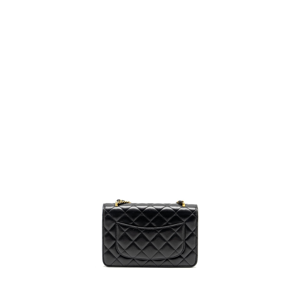 CHANEL 23A Lion Charms Wallet On Chain Lambskin Black  (microchip)