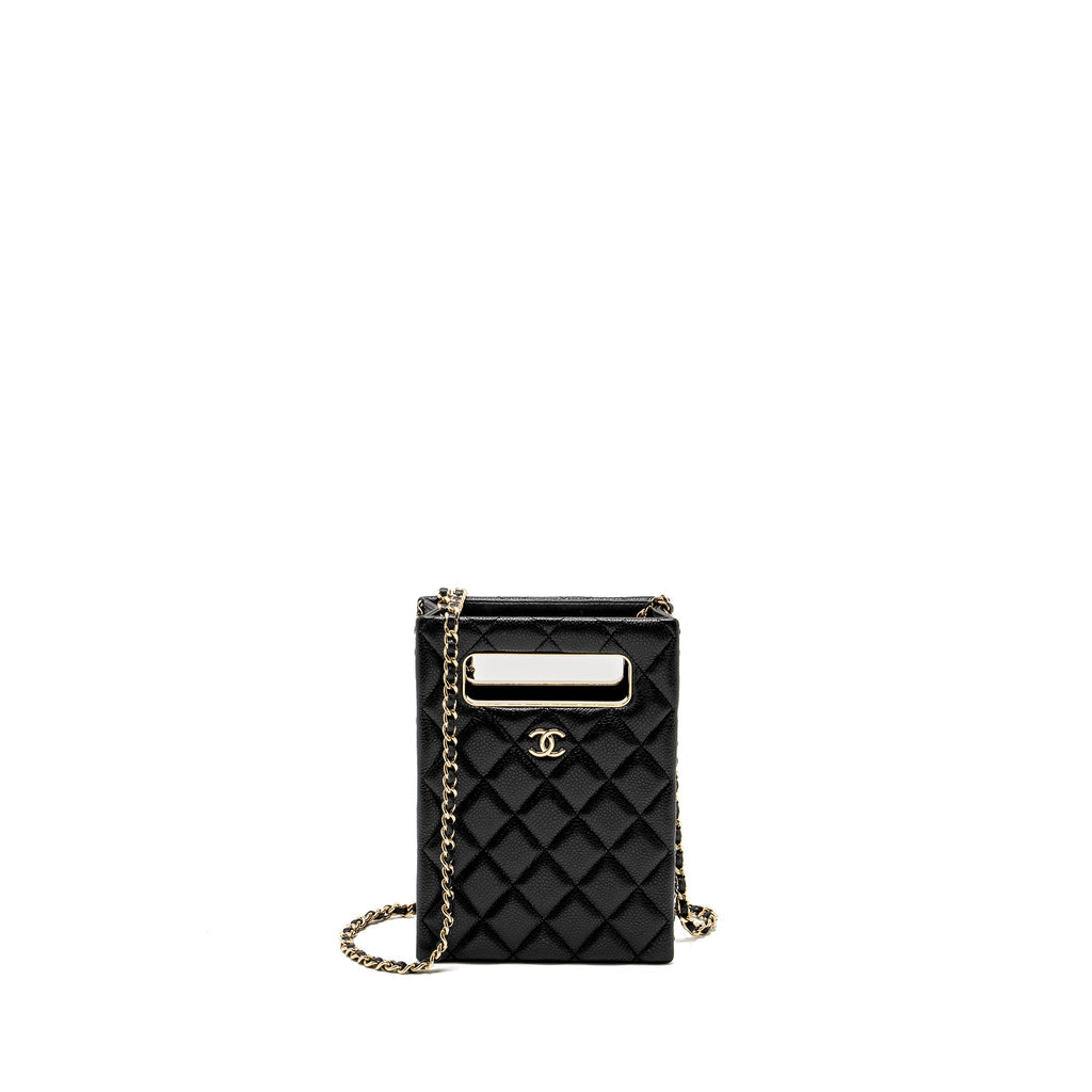 Chanel Quilted Evening Box Bag Caviar Black L (Microchip)