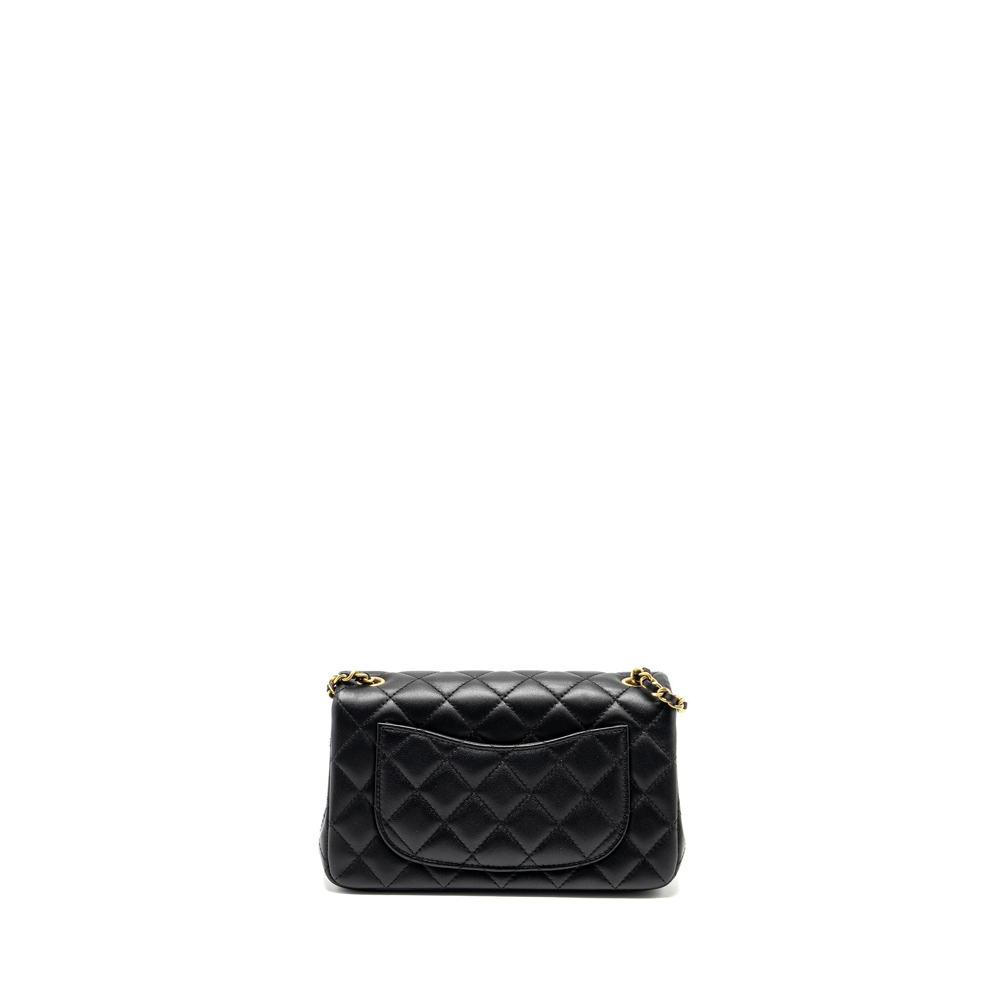 Chanel Pearl Crush Mini Rectangular Flap Bag Lambskin Black  (Microchip)