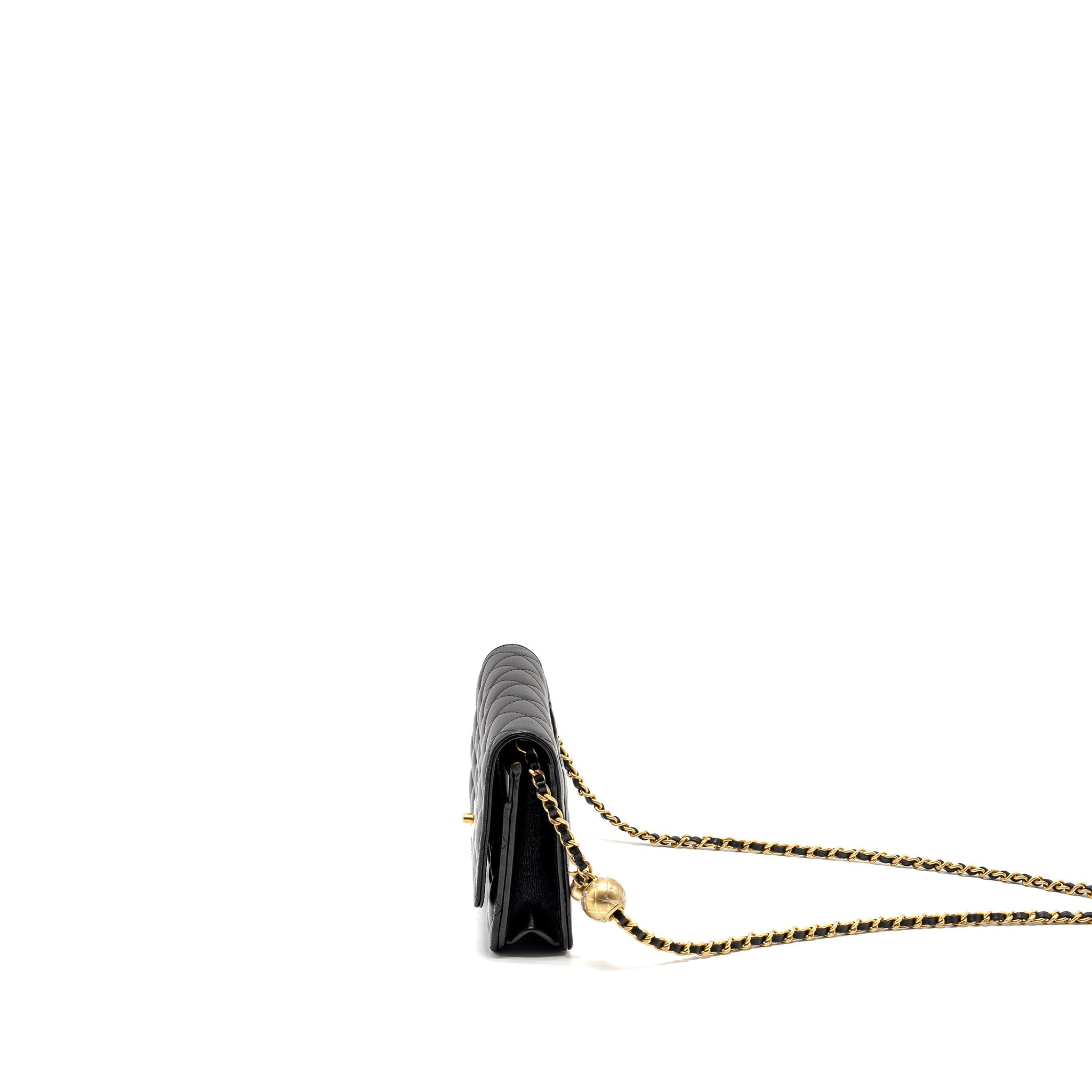 Chanel Pearl Crush Wallet on Chain Lambskin Black  (Microchip)