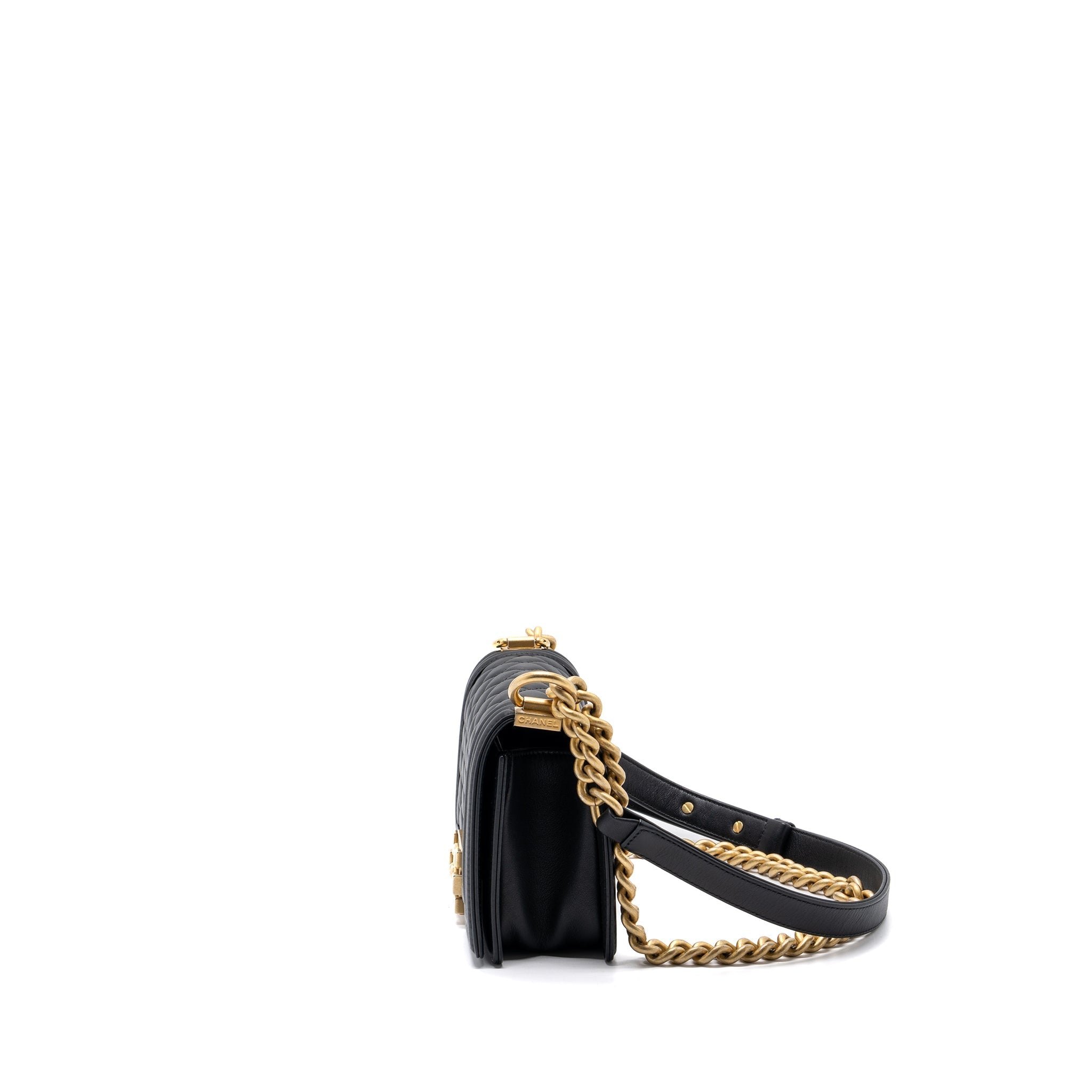 Chanel small boy bag calfskin black