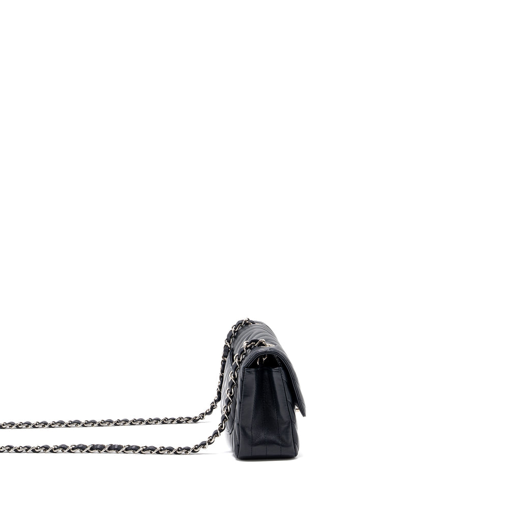 Chanel mini rectangular flap bag chevron lambskin navy