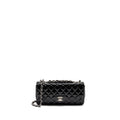 Chanel East West Flap Shoulder Bag Patent Leather Black