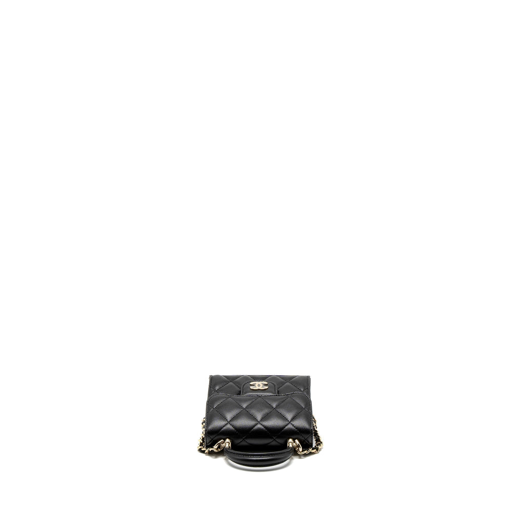 Chanel Top Handle Mini Flap Bag Lambskin Black L (Microchip)