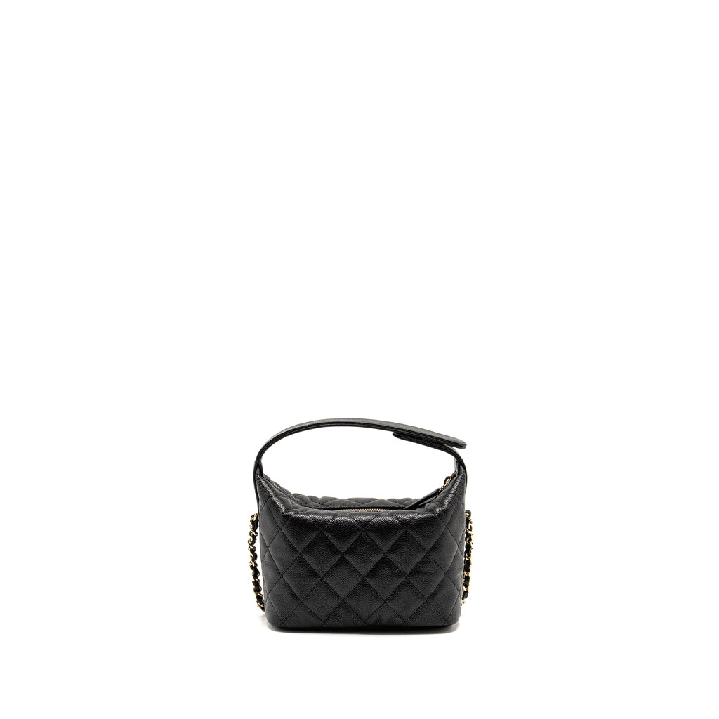 Chanel Quilted Hobo Bag Caviar Black  (Microchip)