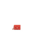 Chanel flap card holder with chain on one side caviar coral pink L